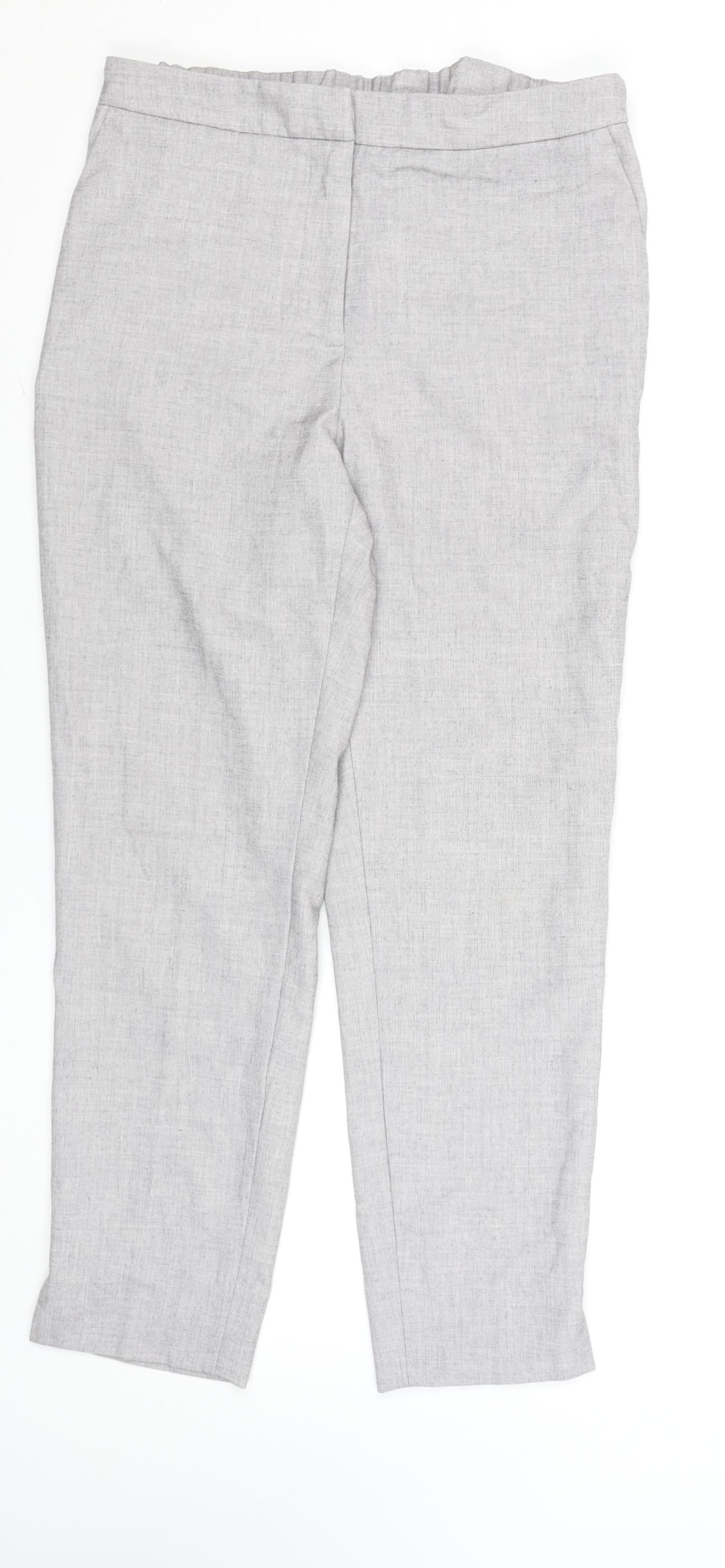 H&M Women's Grey Regular Fit Elastic Waist Tapered Trousers Size 10