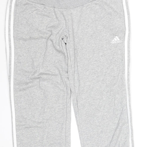 Adidas Womens Grey M Jogger Trousers Elastic Waist Side Stripes
