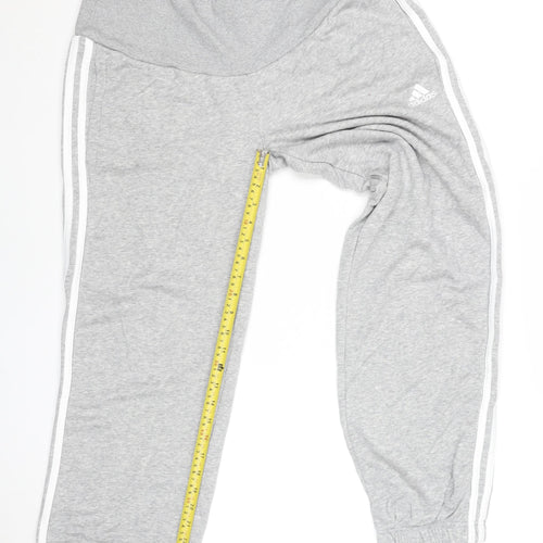 Adidas Womens Grey M Jogger Trousers Elastic Waist Side Stripes
