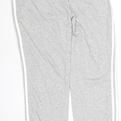 Adidas Womens Grey M Jogger Trousers Elastic Waist Side Stripes