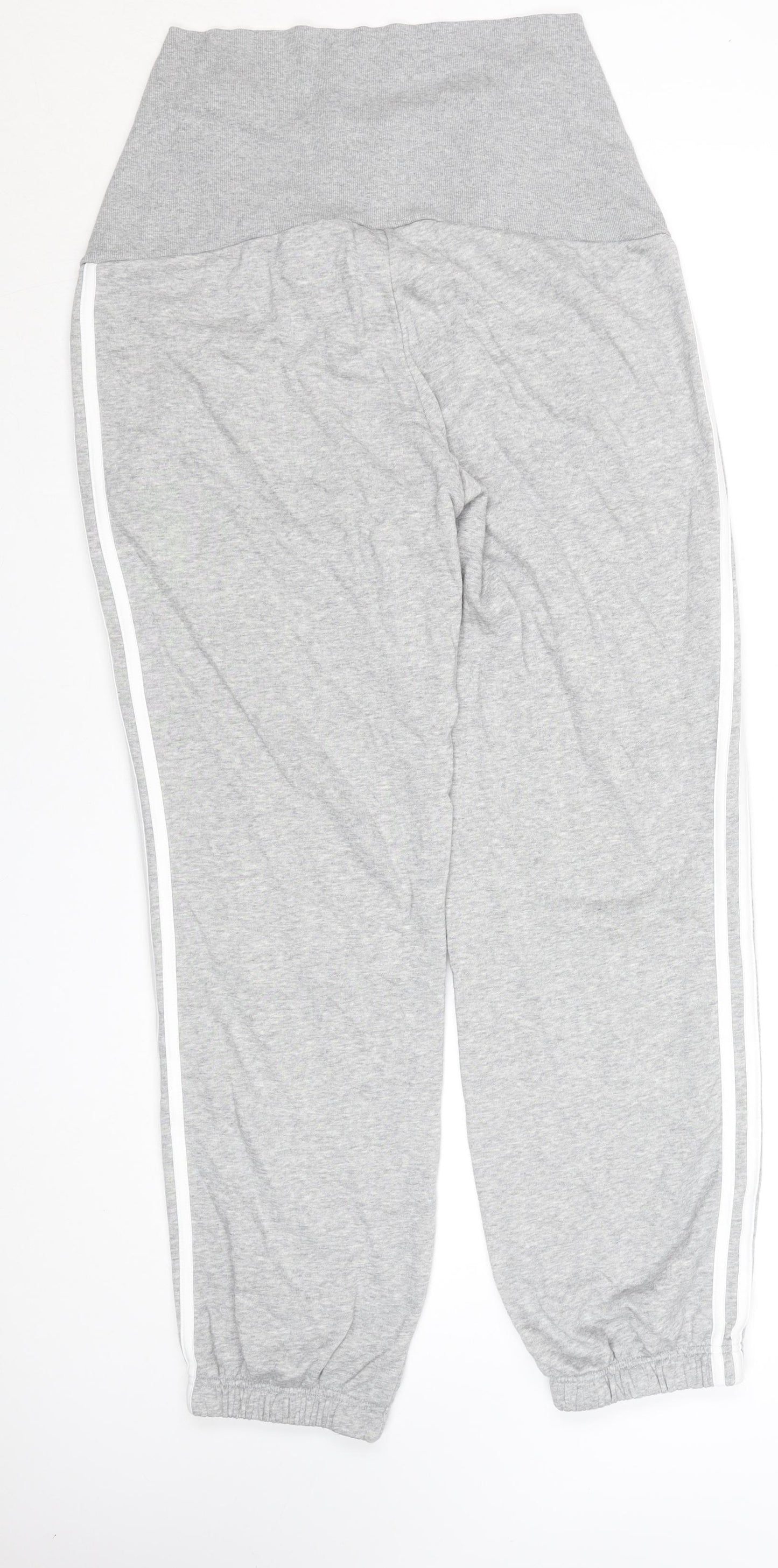 Adidas Womens Grey M Jogger Trousers Elastic Waist Side Stripes
