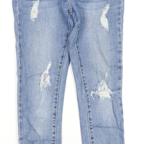 Redial Women's Blue Distressed Skinny Jeans UK 10
