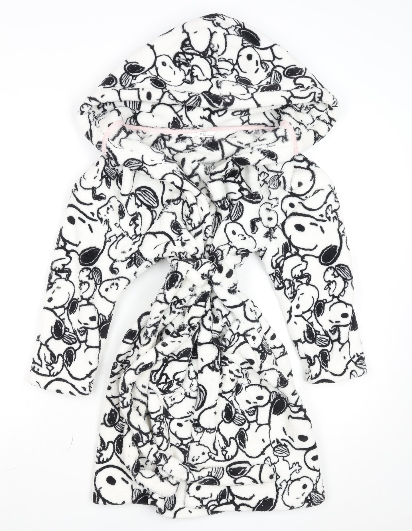Marks and Spencer Girls White Snoopy Hooded Fleece Robe 8-9 Years