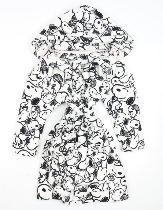 Marks and Spencer Girls White Snoopy Hooded Fleece Robe 8-9 Years