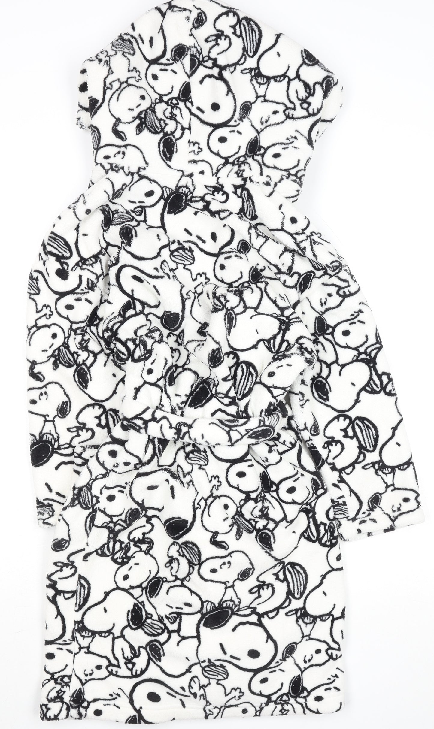 Marks and Spencer Girls White Snoopy Hooded Fleece Robe 8-9 Years
