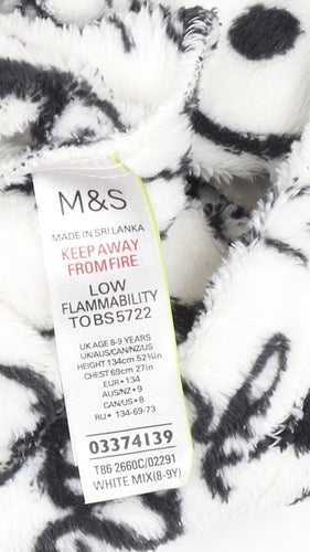 Marks and Spencer Girls White Snoopy Hooded Fleece Robe 8-9 Years