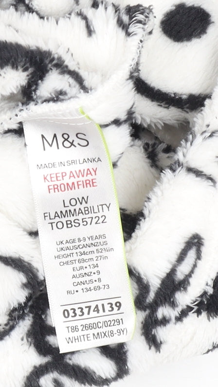 Marks and Spencer Girls White Snoopy Hooded Fleece Robe 8-9 Years