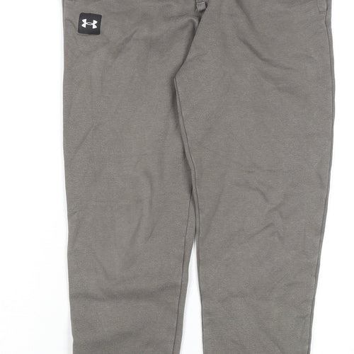 Under Armour Boys Grey L Jogger Sweatpants Cotton Blend Activewear