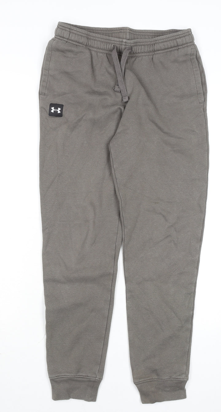 Under Armour Boys Grey L Jogger Sweatpants Cotton Blend Activewear