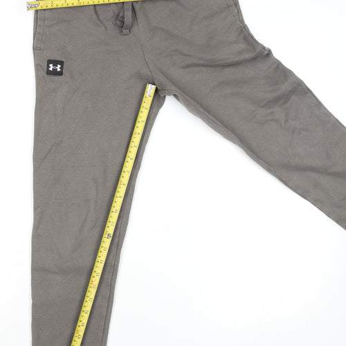 Under Armour Boys Grey L Jogger Sweatpants Cotton Blend Activewear