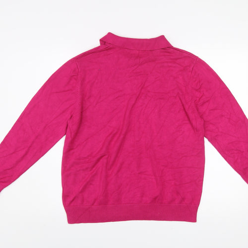 Castle of Ireland Womens Pink Collared Beaded Pullover Jumper Size 18