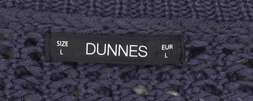 Dunnes Women Blue White Striped Open-Knit Acrylic Jumper L