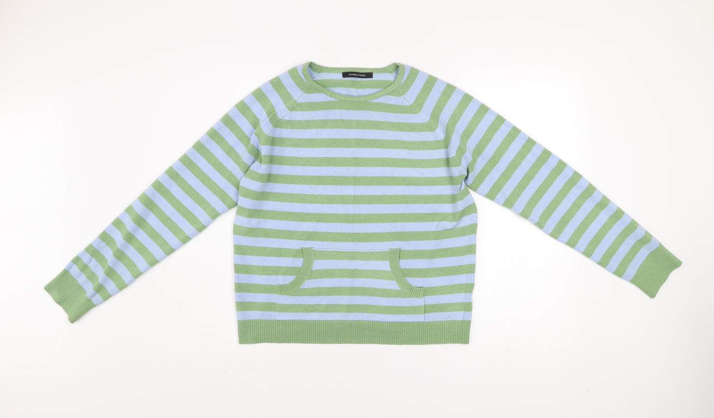 Dunnes Stores Men's Green Blue Striped Pullover Sweatshirt Size L