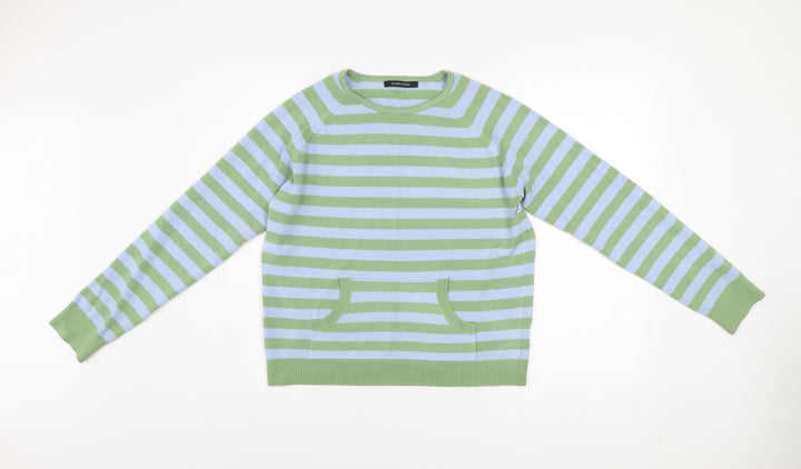 Dunnes Stores Men's Green Blue Striped Pullover Sweatshirt Size L