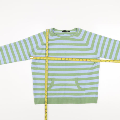 Dunnes Stores Men's Green Blue Striped Pullover Sweatshirt Size L
