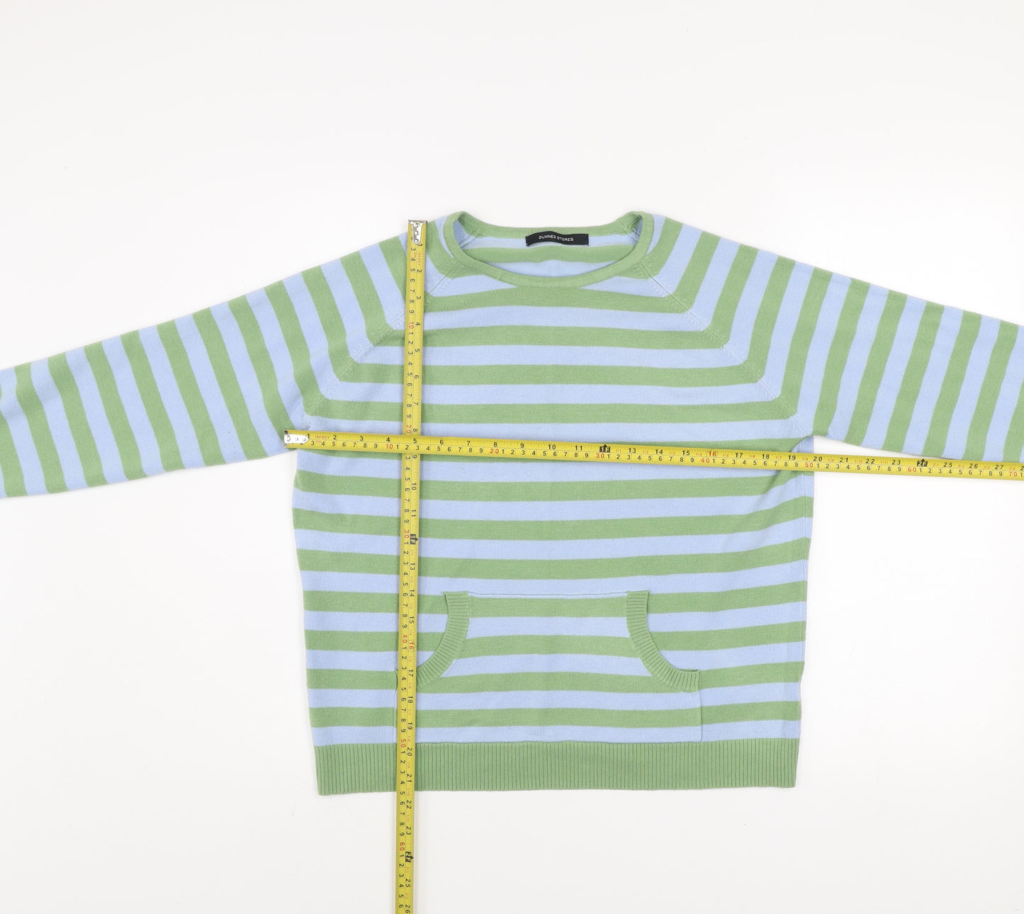 Dunnes Stores Men's Green Blue Striped Pullover Sweatshirt Size L