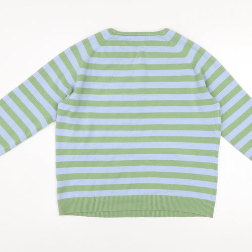 Dunnes Stores Men's Green Blue Striped Pullover Sweatshirt Size L