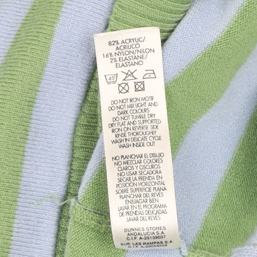 Dunnes Stores Men's Green Blue Striped Pullover Sweatshirt Size L