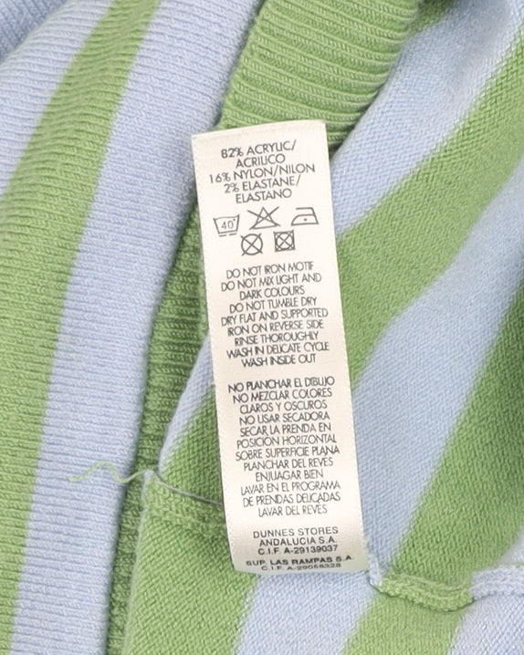 Dunnes Stores Men's Green Blue Striped Pullover Sweatshirt Size L