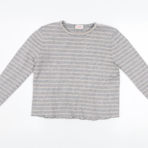 Savida Women’s Grey Striped Knit Pullover Jumper XL