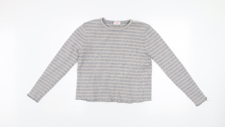 Savida Women’s Grey Striped Knit Pullover Jumper XL