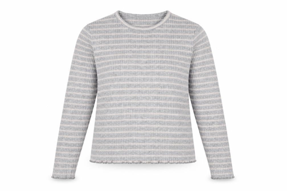 Front view of Savida Women’s Grey Striped Knit jumper XL