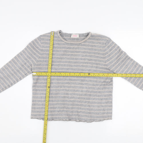 Savida Women’s Grey Striped Knit Pullover Jumper XL