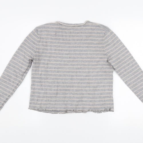 Savida Women’s Grey Striped Knit Pullover Jumper XL