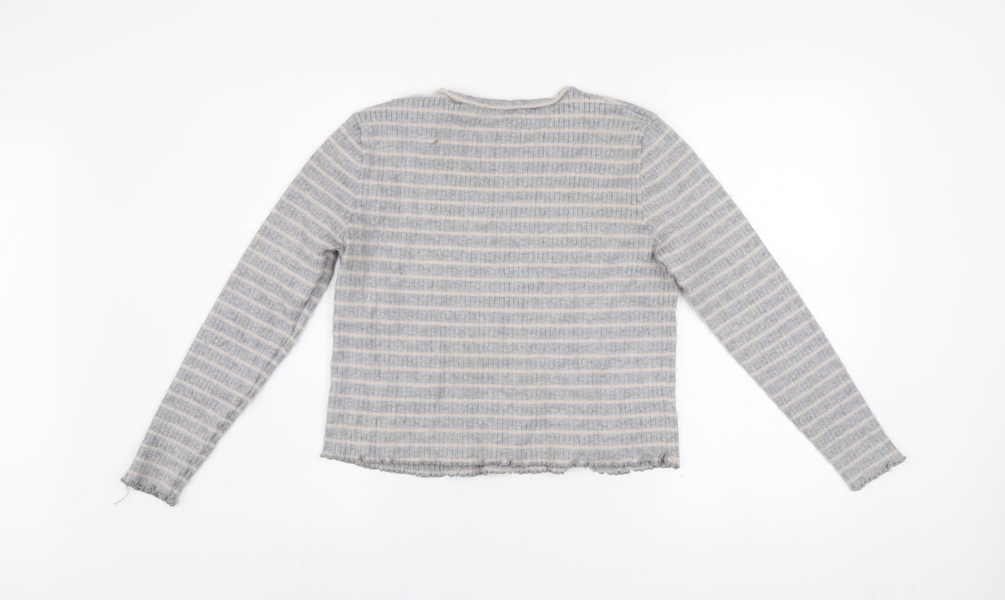 Savida Women’s Grey Striped Knit Pullover Jumper XL