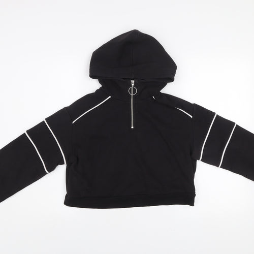 H&M Divided Women's Black 1/2 Zip Hoodie Size S Cotton Blend