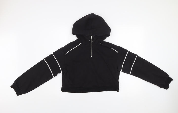 H&M Divided Women's Black 1/2 Zip Hoodie Size S Cotton Blend