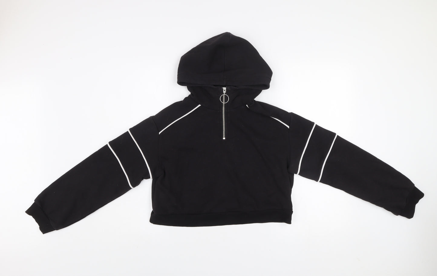 H&M Divided Women's Black 1/2 Zip Hoodie Size S Cotton Blend
