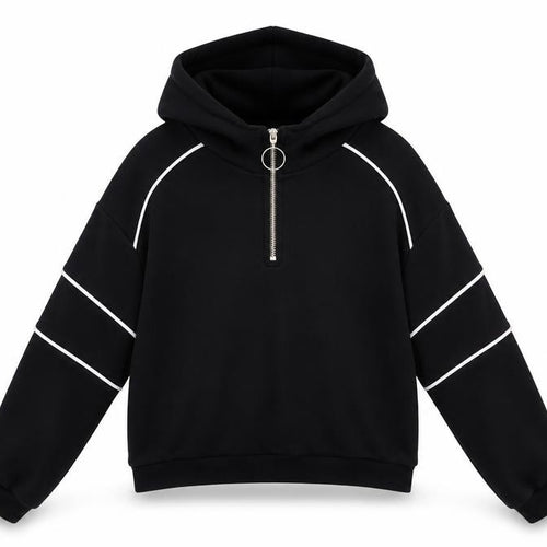 H&M Divided Women's Black 1/2 Zip Hoodie Size S Cotton Blend