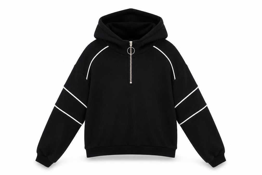 H&M Divided Women's Black 1/2 Zip Hoodie Size S Cotton Blend