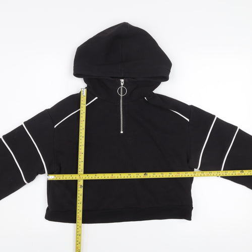 H&M Divided Women's Black 1/2 Zip Hoodie Size S Cotton Blend