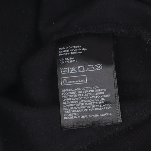 H&M Divided Women's Black 1/2 Zip Hoodie Size S Cotton Blend