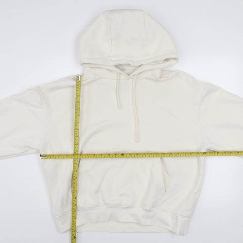 Zara Women Ivory Pullover Hoodie XL Cotton Blend Casual Sweatshirt