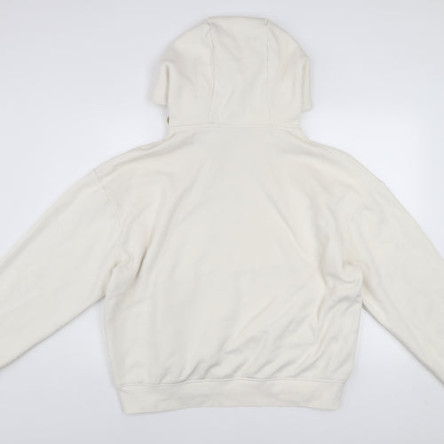 Zara Women Ivory Pullover Hoodie XL Cotton Blend Casual Sweatshirt