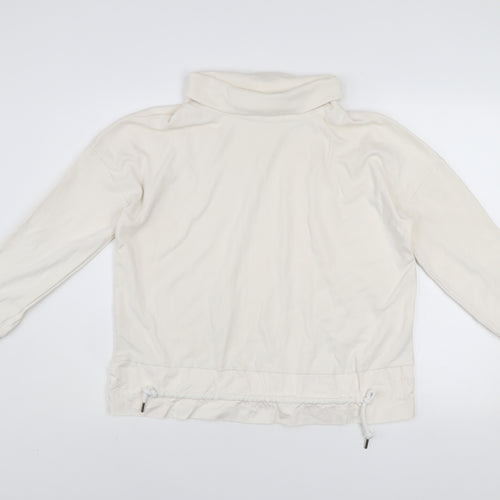 Gallery Women Cream Cotton Pullover Sweatshirt UK S Roll Neck