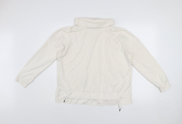 Gallery Women Cream Cotton Pullover Sweatshirt UK S Roll Neck
