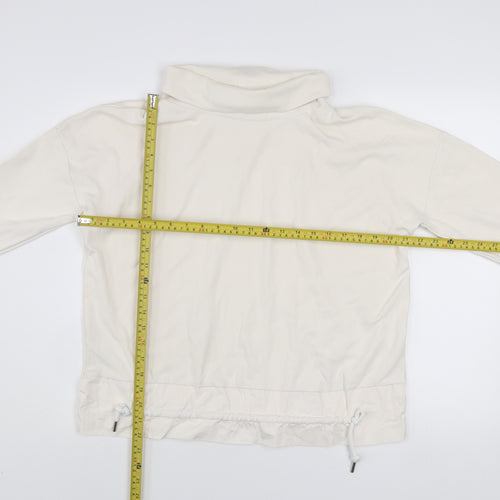 Gallery Women Cream Cotton Pullover Sweatshirt UK S Roll Neck