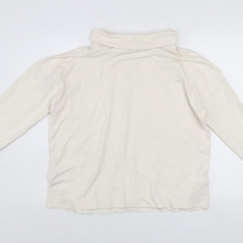 Gallery Women Cream Cotton Pullover Sweatshirt UK S Roll Neck