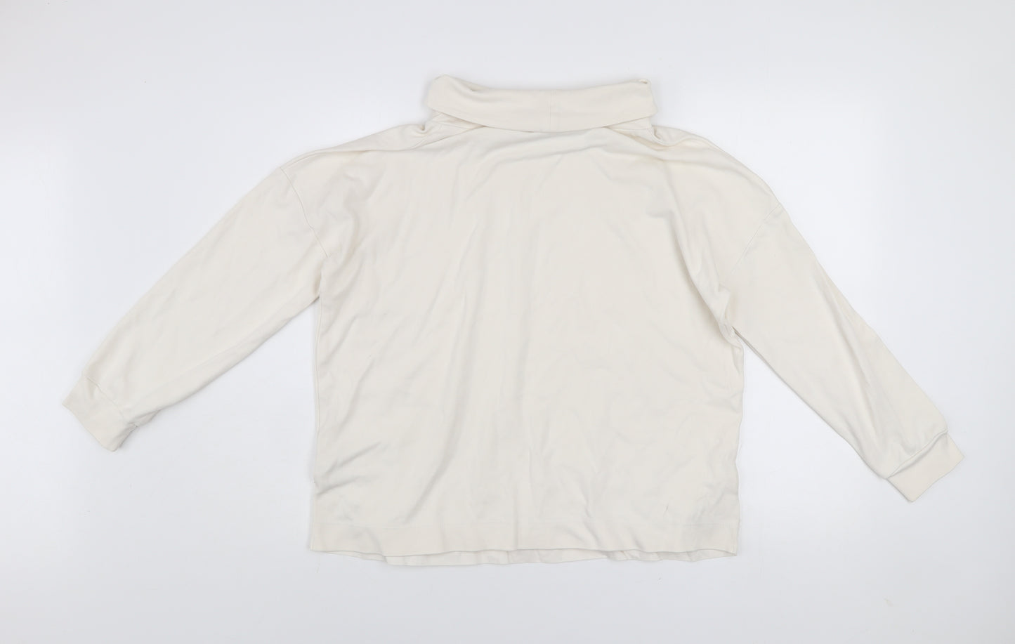 Gallery Women Cream Cotton Pullover Sweatshirt UK S Roll Neck