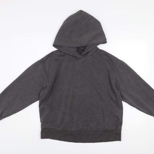 Zara Women Grey Cotton Blend Pullover Hoodie Medium