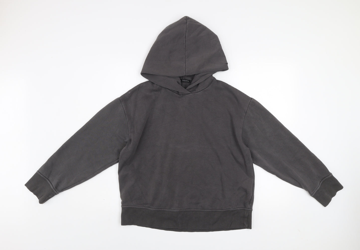 Zara Women Grey Cotton Blend Pullover Hoodie Medium