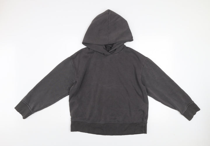 Zara Women Grey Cotton Blend Pullover Hoodie Medium