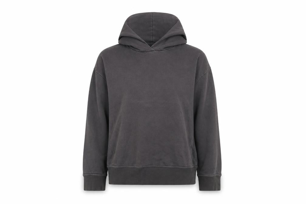 Front view of Zara Women Grey Cotton Blend Pullover Hoodie Medium