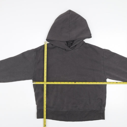 Zara Women Grey Cotton Blend Pullover Hoodie Medium