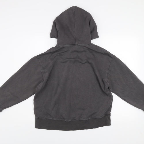 Zara Women Grey Cotton Blend Pullover Hoodie Medium