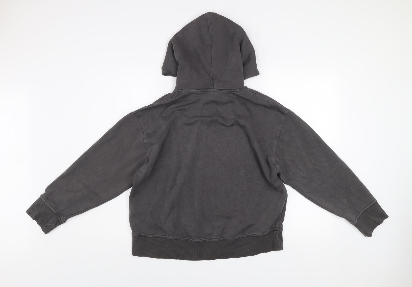 Zara Women Grey Cotton Blend Pullover Hoodie Medium